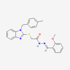 molecular formula C25H24N4O2S B11672481 N'-[(E)-(2-methoxyphenyl)methylidene]-2-{[1-(4-methylbenzyl)-1H-benzimidazol-2-yl]sulfanyl}acetohydrazide 