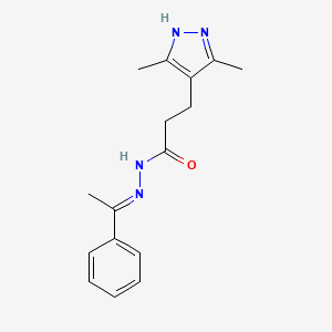 molecular formula C16H20N4O B11672501 3-(3,5-dimethyl-1H-pyrazol-4-yl)-N'-[(1E)-1-phenylethylidene]propanehydrazide 