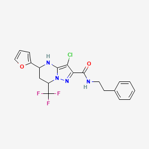 3-chloro-5-(furan-2-yl)-N-(2-phenylethyl)-7-(trifluoromethyl)-4,5,6,7-tetrahydropyrazolo[1,5-a]pyrimidine-2-carboxamide