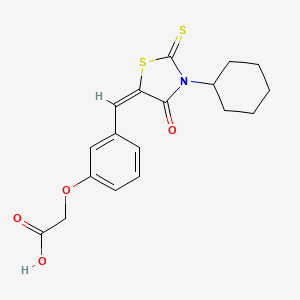 {3-[(E)-(3-cyclohexyl-4-oxo-2-thioxo-1,3-thiazolidin-5-ylidene)methyl]phenoxy}acetic acid