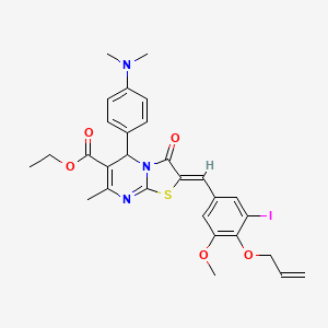 ethyl (2Z)-5-[4-(dimethylamino)phenyl]-2-[3-iodo-5-methoxy-4-(prop-2-en-1-yloxy)benzylidene]-7-methyl-3-oxo-2,3-dihydro-5H-[1,3]thiazolo[3,2-a]pyrimidine-6-carboxylate