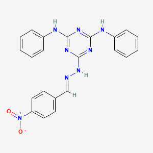 molecular formula C22H18N8O2 B11672552 6-[(2E)-2-(4-nitrobenzylidene)hydrazinyl]-N,N'-diphenyl-1,3,5-triazine-2,4-diamine 