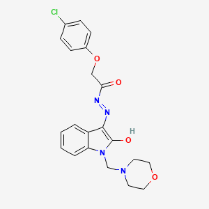 2-(4-chlorophenoxy)-N'-[(3E)-1-(morpholin-4-ylmethyl)-2-oxo-1,2-dihydro-3H-indol-3-ylidene]acetohydrazide