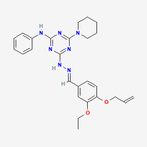 4-{(2E)-2-[3-ethoxy-4-(prop-2-en-1-yloxy)benzylidene]hydrazinyl}-N-phenyl-6-(piperidin-1-yl)-1,3,5-triazin-2-amine