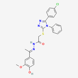 2-{[5-(4-chlorophenyl)-4-phenyl-4H-1,2,4-triazol-3-yl]sulfanyl}-N'-[(1E)-1-(4-hydroxy-3-methoxyphenyl)ethylidene]acetohydrazide