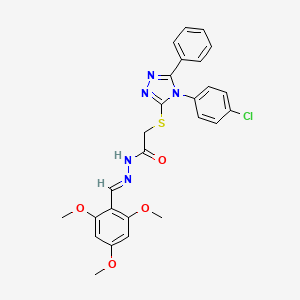 2-{[4-(4-chlorophenyl)-5-phenyl-4H-1,2,4-triazol-3-yl]sulfanyl}-N'-[(E)-(2,4,6-trimethoxyphenyl)methylidene]acetohydrazide