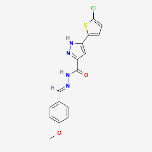 3-(5-chlorothiophen-2-yl)-N'-[(E)-(4-methoxyphenyl)methylidene]-1H-pyrazole-5-carbohydrazide