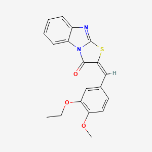 molecular formula C19H16N2O3S B11672702 (2E)-2-(3-ethoxy-4-methoxybenzylidene)[1,3]thiazolo[3,2-a]benzimidazol-3(2H)-one 