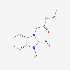 molecular formula C13H17N3O2 B11672705 ethyl (3-ethyl-2-imino-2,3-dihydro-1H-benzimidazol-1-yl)acetate 