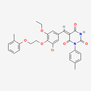 (5Z)-5-{3-bromo-5-ethoxy-4-[2-(2-methylphenoxy)ethoxy]benzylidene}-1-(4-methylphenyl)pyrimidine-2,4,6(1H,3H,5H)-trione