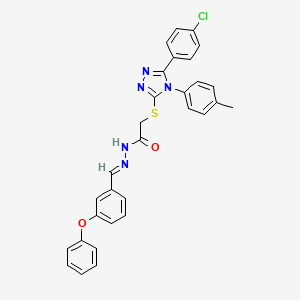 2-{[5-(4-chlorophenyl)-4-(4-methylphenyl)-4H-1,2,4-triazol-3-yl]sulfanyl}-N'-[(E)-(3-phenoxyphenyl)methylidene]acetohydrazide