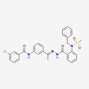 molecular formula C30H27ClN4O4S B11672755 N-(3-{(1E)-1-[2-({2-[benzyl(methylsulfonyl)amino]phenyl}carbonyl)hydrazinylidene]ethyl}phenyl)-3-chlorobenzamide 