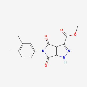 molecular formula C15H15N3O4 B11672791 Methyl 5-(3,4-dimethylphenyl)-4,6-dioxo-1,3a,4,5,6,6a-hexahydropyrrolo[3,4-c]pyrazole-3-carboxylate 