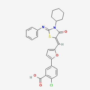 2-chloro-5-(5-{(Z)-[(2Z)-3-cyclohexyl-4-oxo-2-(phenylimino)-1,3-thiazolidin-5-ylidene]methyl}furan-2-yl)benzoic acid