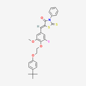 (5Z)-5-{4-[2-(4-tert-butylphenoxy)ethoxy]-3-iodo-5-methoxybenzylidene}-3-phenyl-2-thioxo-1,3-thiazolidin-4-one