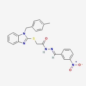 molecular formula C24H21N5O3S B11672849 2-{[1-(4-methylbenzyl)-1H-benzimidazol-2-yl]sulfanyl}-N'-[(E)-(3-nitrophenyl)methylidene]acetohydrazide 