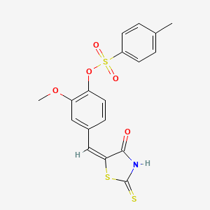 2-methoxy-4-[(E)-(4-oxo-2-thioxo-1,3-thiazolidin-5-ylidene)methyl]phenyl 4-methylbenzenesulfonate