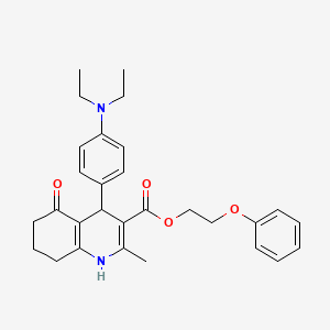 molecular formula C29H34N2O4 B11672875 2-Phenoxyethyl 4-[4-(diethylamino)phenyl]-2-methyl-5-oxo-1,4,5,6,7,8-hexahydroquinoline-3-carboxylate 