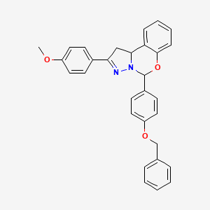 molecular formula C30H26N2O3 B11672882 5-[4-(Benzyloxy)phenyl]-2-(4-methoxyphenyl)-1,10b-dihydropyrazolo[1,5-c][1,3]benzoxazine 