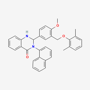 molecular formula C34H30N2O3 B11672885 2-{3-[(2,6-dimethylphenoxy)methyl]-4-methoxyphenyl}-3-(naphthalen-1-yl)-2,3-dihydroquinazolin-4(1H)-one 