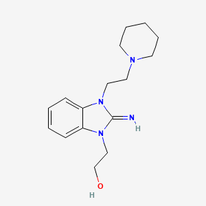 molecular formula C16H24N4O B11672888 2-{2-imino-3-[2-(piperidin-1-yl)ethyl]-2,3-dihydro-1H-benzimidazol-1-yl}ethanol 