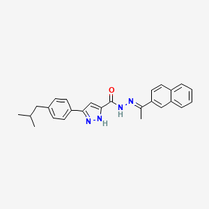 molecular formula C26H26N4O B11672897 3-[4-(2-methylpropyl)phenyl]-N'-[(1E)-1-(naphthalen-2-yl)ethylidene]-1H-pyrazole-5-carbohydrazide 