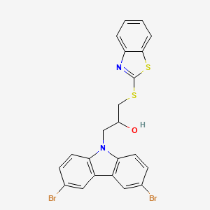 molecular formula C22H16Br2N2OS2 B11672906 1-(1,3-benzothiazol-2-ylsulfanyl)-3-(3,6-dibromo-9H-carbazol-9-yl)propan-2-ol 