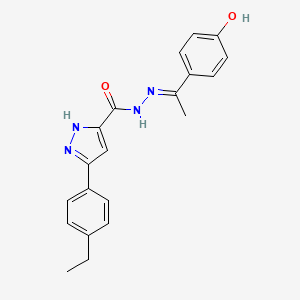 molecular formula C20H20N4O2 B11672919 3-(4-ethylphenyl)-N'-[(1E)-1-(4-hydroxyphenyl)ethylidene]-1H-pyrazole-5-carbohydrazide 