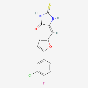 (5E)-5-{[5-(3-Chloro-4-fluorophenyl)furan-2-YL]methylidene}-2-sulfanylideneimidazolidin-4-one