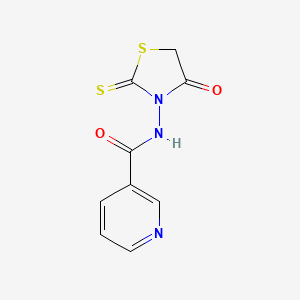 molecular formula C9H7N3O2S2 B11672977 N-(4-oxo-2-sulfanylidene-1,3-thiazolidin-3-yl)pyridine-3-carboxamide 