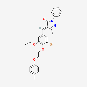 (4E)-4-{3-bromo-5-ethoxy-4-[2-(4-methylphenoxy)ethoxy]benzylidene}-5-methyl-2-phenyl-2,4-dihydro-3H-pyrazol-3-one