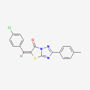 molecular formula C18H12ClN3OS B11672986 (5E)-5-(4-chlorobenzylidene)-2-(4-methylphenyl)[1,3]thiazolo[3,2-b][1,2,4]triazol-6(5H)-one 