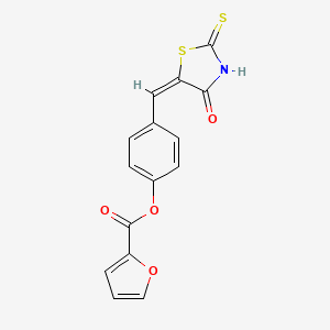 molecular formula C15H9NO4S2 B11672990 [4-[(E)-(4-oxo-2-sulfanylidene-1,3-thiazolidin-5-ylidene)methyl]phenyl] furan-2-carboxylate 