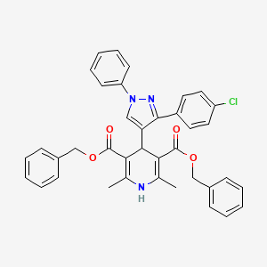 molecular formula C38H32ClN3O4 B11673003 dibenzyl 4-[3-(4-chlorophenyl)-1-phenyl-1H-pyrazol-4-yl]-2,6-dimethyl-1,4-dihydro-3,5-pyridinedicarboxylate 