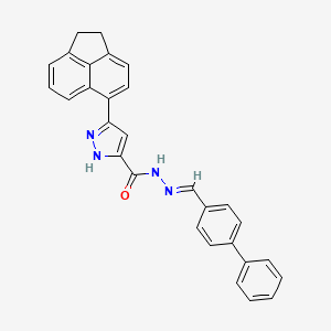 molecular formula C29H22N4O B11673059 N'-[(E)-[1,1'-Biphenyl]-4-ylmethylidene]-3-(1,2-dihydro-5-acenaphthylenyl)-1H-pyrazole-5-carbohydrazide 