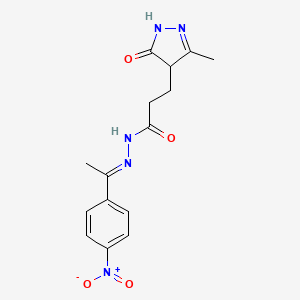 3-(3-Methyl-5-oxo-4,5-dihydro-1H-pyrazol-4-YL)-N'-[(1E)-1-(4-nitrophenyl)ethylidene]propanehydrazide