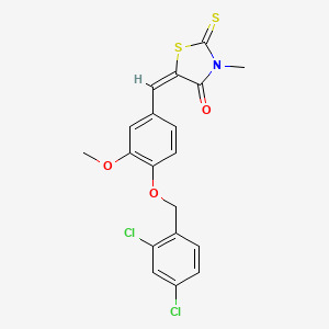 (5E)-5-({4-[(2,4-Dichlorophenyl)methoxy]-3-methoxyphenyl}methylidene)-3-methyl-2-sulfanylidene-1,3-thiazolidin-4-one