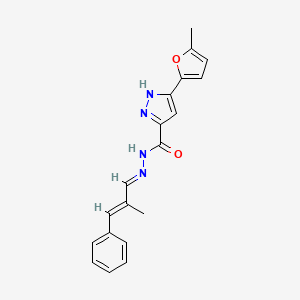 molecular formula C19H18N4O2 B11673104 3-(5-methyl-2-furyl)-N'-[(E,2E)-2-methyl-3-phenyl-2-propenylidene]-1H-pyrazole-5-carbohydrazide 