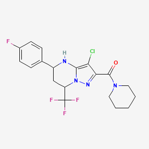 [3-Chloro-5-(4-fluorophenyl)-7-(trifluoromethyl)-4,5,6,7-tetrahydropyrazolo[1,5-a]pyrimidin-2-yl](piperidin-1-yl)methanone