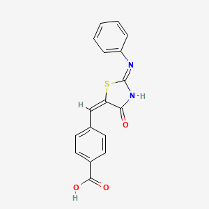 molecular formula C17H12N2O3S B11673144 4-{(E)-[4-oxo-2-(phenylamino)-1,3-thiazol-5(4H)-ylidene]methyl}benzoic acid 