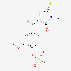 2-methoxy-4-[(E)-(3-methyl-4-oxo-2-thioxo-1,3-thiazolidin-5-ylidene)methyl]phenyl methanesulfonate