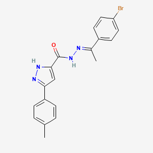 molecular formula C19H17BrN4O B11673203 N'-[(1E)-1-(4-bromophenyl)ethylidene]-3-(4-methylphenyl)-1H-pyrazole-5-carbohydrazide 