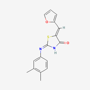 molecular formula C16H14N2O2S B11673205 (2E,5Z)-2-[(3,4-dimethylphenyl)imino]-5-(furan-2-ylmethylidene)-1,3-thiazolidin-4-one 