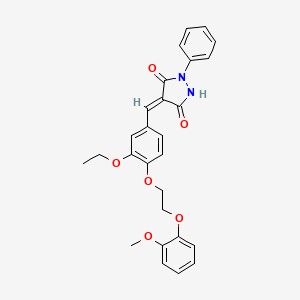 (4E)-4-{3-ethoxy-4-[2-(2-methoxyphenoxy)ethoxy]benzylidene}-1-phenylpyrazolidine-3,5-dione