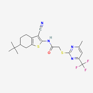 N-(6-tert-butyl-3-cyano-4,5,6,7-tetrahydro-1-benzothiophen-2-yl)-2-{[4-methyl-6-(trifluoromethyl)pyrimidin-2-yl]sulfanyl}acetamide