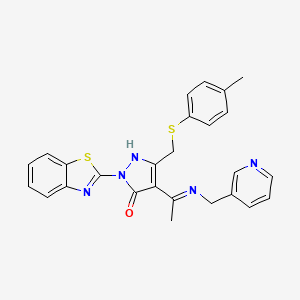 (4Z)-2-(1,3-benzothiazol-2-yl)-5-{[(4-methylphenyl)sulfanyl]methyl}-4-{1-[(pyridin-3-ylmethyl)amino]ethylidene}-2,4-dihydro-3H-pyrazol-3-one