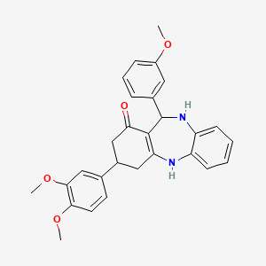 molecular formula C28H28N2O4 B11673284 3-(3,4-dimethoxyphenyl)-11-(3-methoxyphenyl)-2,3,4,5,10,11-hexahydro-1H-dibenzo[b,e][1,4]diazepin-1-one 