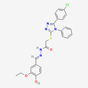 2-{[5-(4-chlorophenyl)-4-phenyl-4H-1,2,4-triazol-3-yl]sulfanyl}-N'-[(E)-(3-ethoxy-4-hydroxyphenyl)methylidene]acetohydrazide