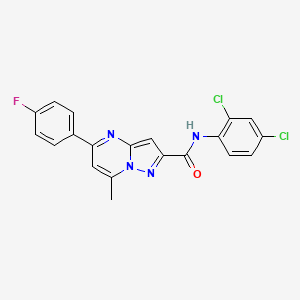 molecular formula C20H13Cl2FN4O B11673308 N-(2,4-dichlorophenyl)-5-(4-fluorophenyl)-7-methylpyrazolo[1,5-a]pyrimidine-2-carboxamide 