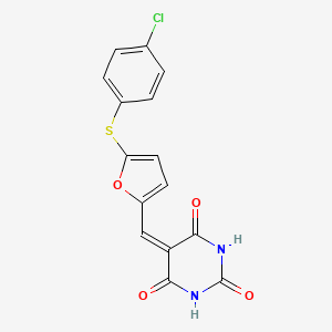 (5Z)-5-({5-[(4-chlorophenyl)sulfanyl]furan-2-yl}methylidene)-2,6-dihydroxypyrimidin-4(5H)-one